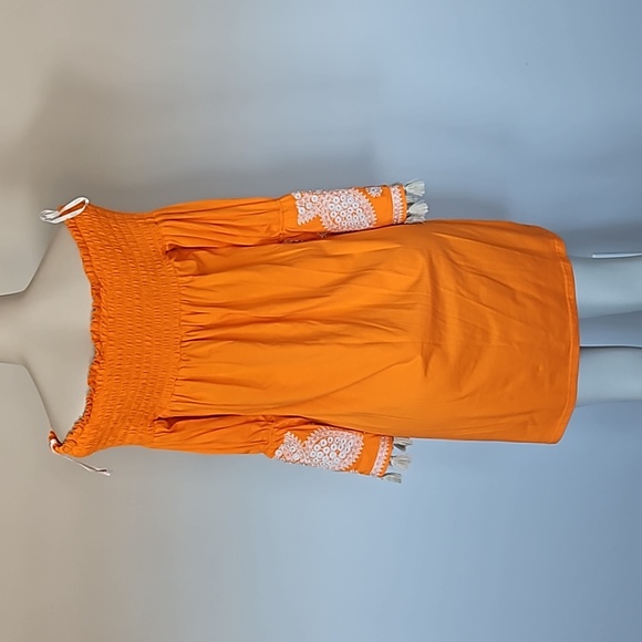 Vava by Joy Han orange off shoulder wide sleeve dress-M - Picture 6 of 10